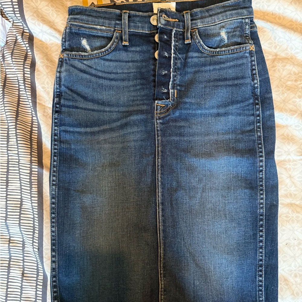 Hudson Jeans Blue Denim Midi Skirt